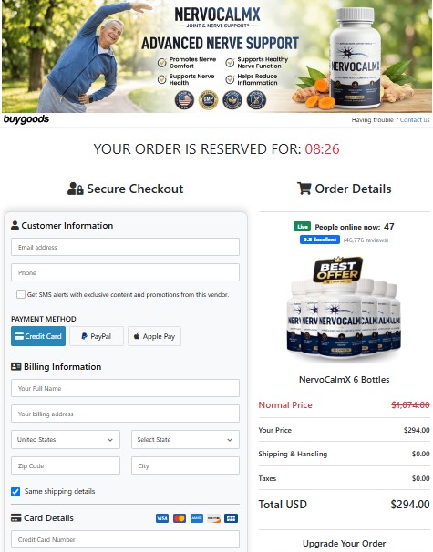 NervoCalmX - Secure Checkout Page